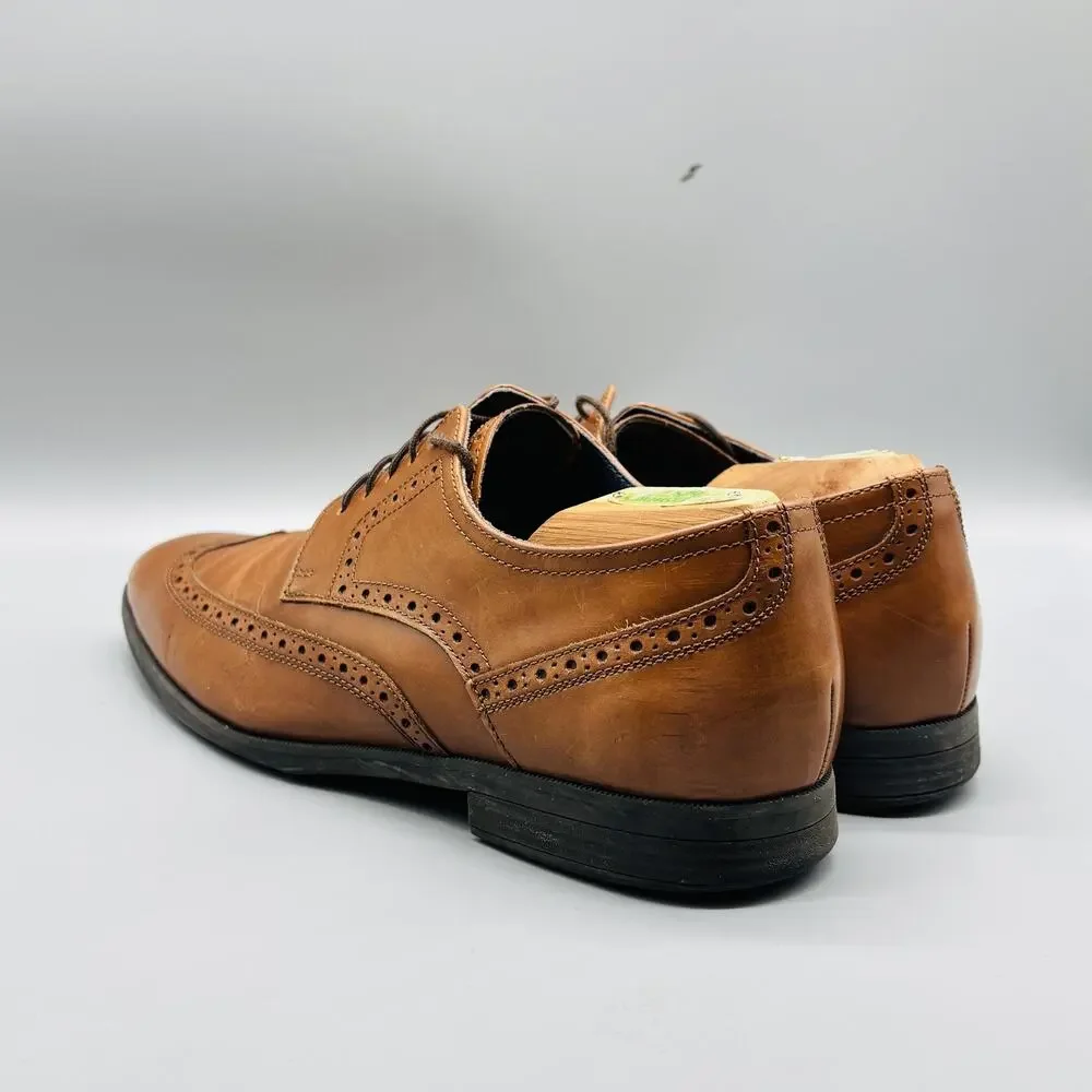 Cole Haan Shoes Mens 9.5 Brown Leather Signature Wingtip Oxford Grand OS Slip On